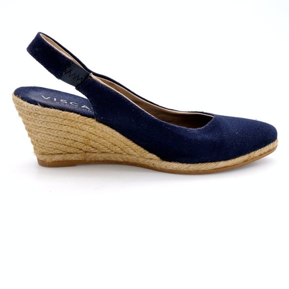 Viscata Womens Blue Wedge Heel Slingback Sandals - Picture 2 of 9
